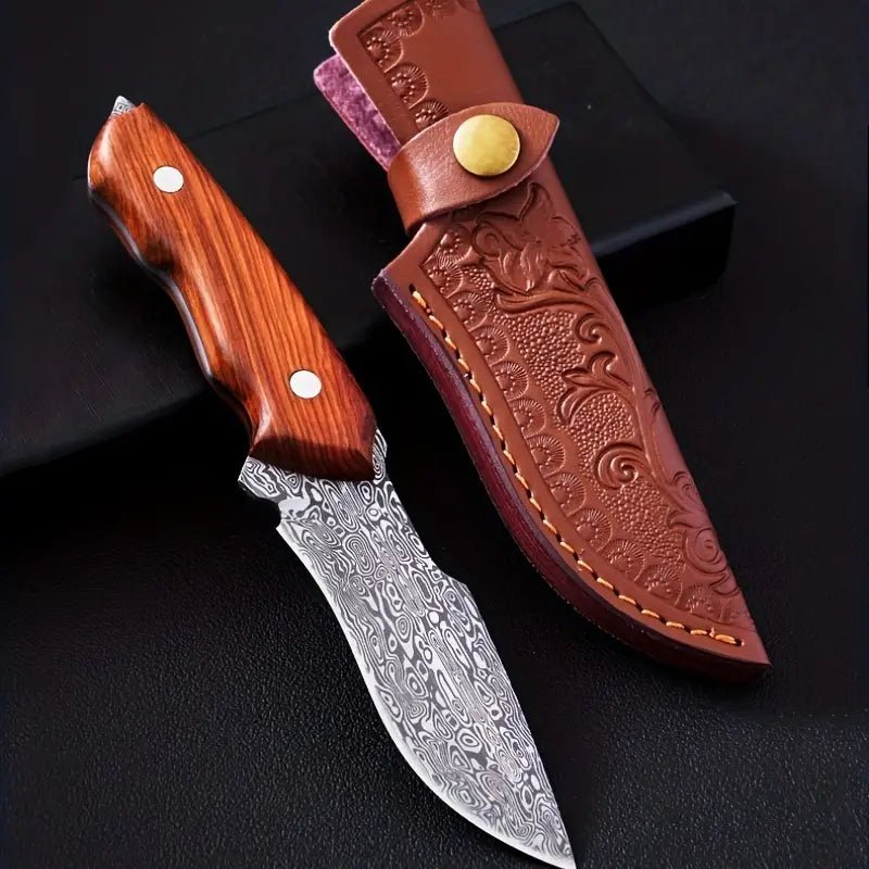 Knives & Scissors with huge blades-1pc Damascus Steel Outdoor Survival Knife with Sheath