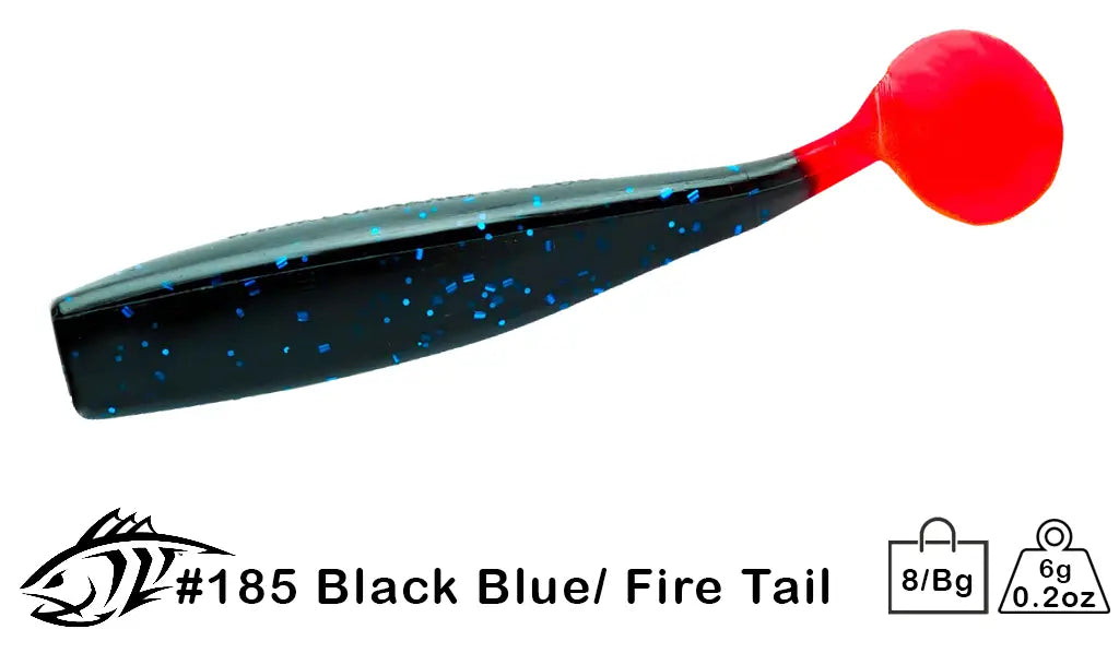 185 Black/Blue Flake/Fire Tail