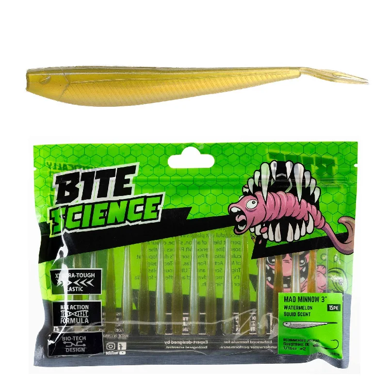 Fishing Lures for walleye needs-Bite Science Mad Minnow Soft Plastic Lures