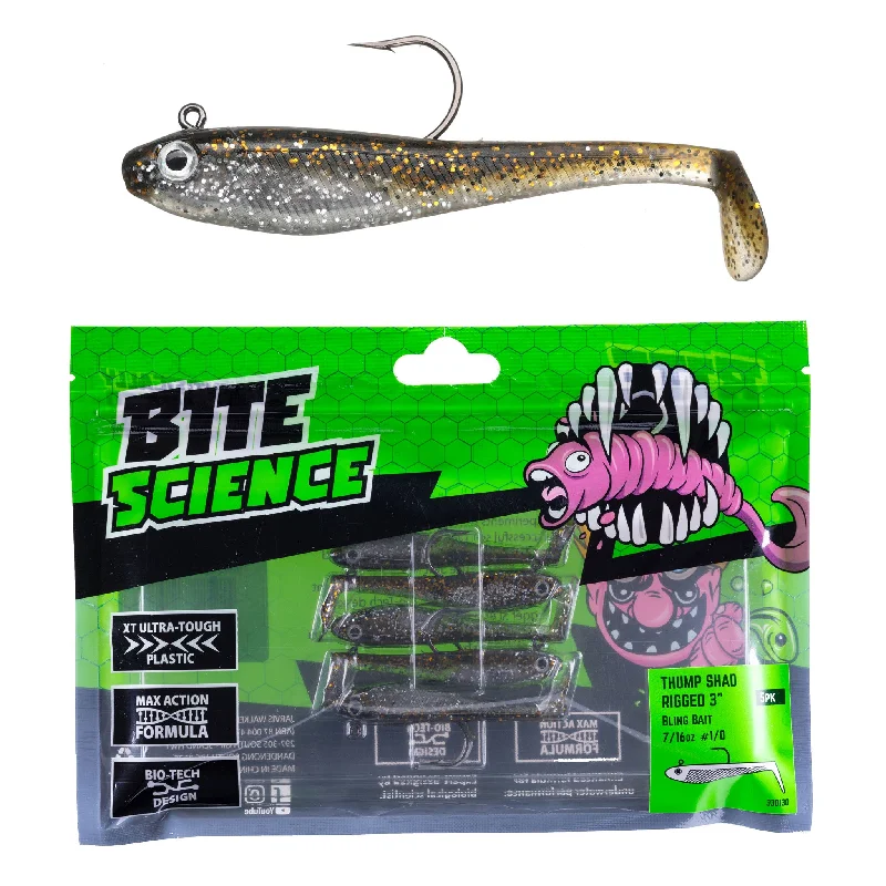 Fishing Lures with moon designs-Bite Science Thump Shad Rigged Soft Plastic Lures