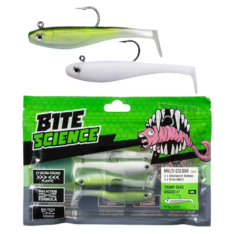 Fishing Lures for snow kits-Bite Science Thump Shad Soft Plastics Multi-Colour Packs - NEW