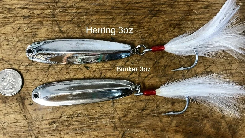 Fishing Lures for long casts-"Charlie Graves Lures"  Combo Pack: 1) HERRING 3oz   1) BUNKER 3oz