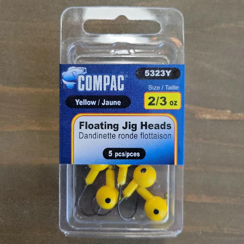 Fishing rigs for tidal rivers-COMPAC Floating Jig Heads Yellow #2 hook 5/pk