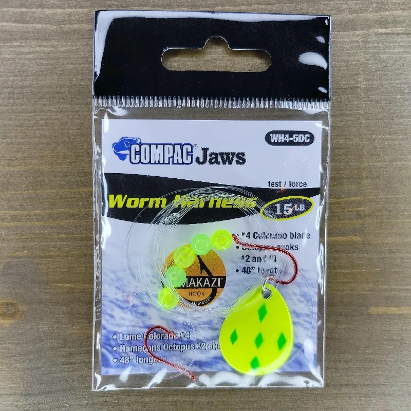 Rigs for pier perch-COMPAC Worm Harness Five of Diamonds Chartreuse