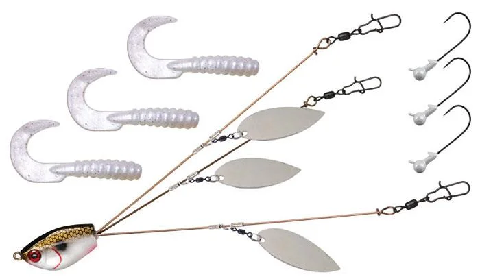 Fish hooks for bass tournaments-Yumbrella Flash Mob Jr 3 Wire Pearl White Willow