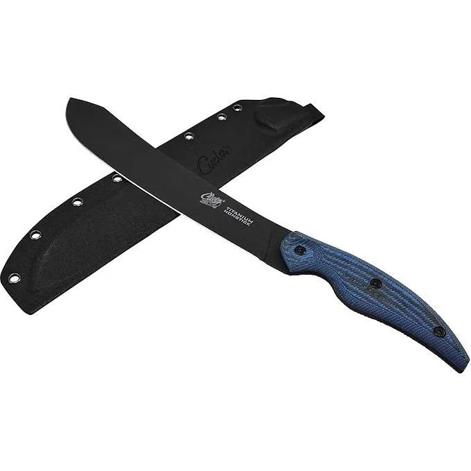 Knives & Scissors with name grips-Cuda professional Titanium Non Stick Butcher Breaking Knife With Sheath 10"