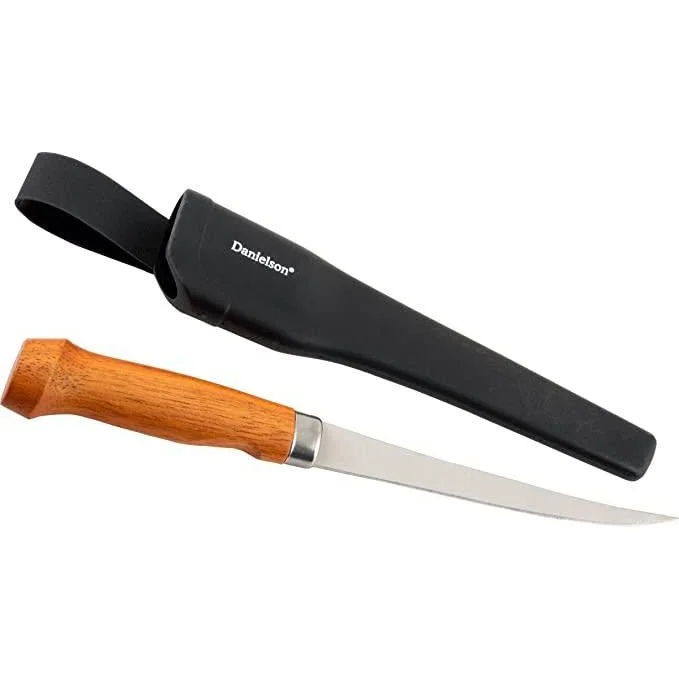 Knives & Scissors with loud prints-Danielson Knife Fillet Wood Handle 6.25"