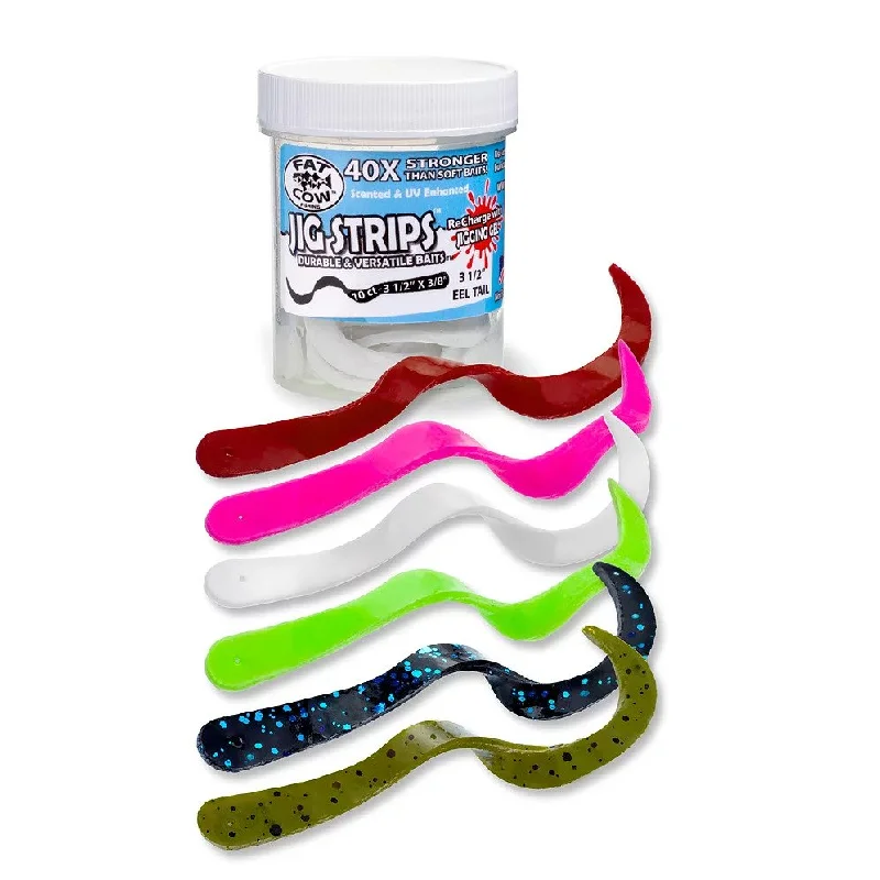 Fishing Lures for snack-sized fish-JIG STRIPS Eel Tail 3 1/2"x 3/8" 10 Baits