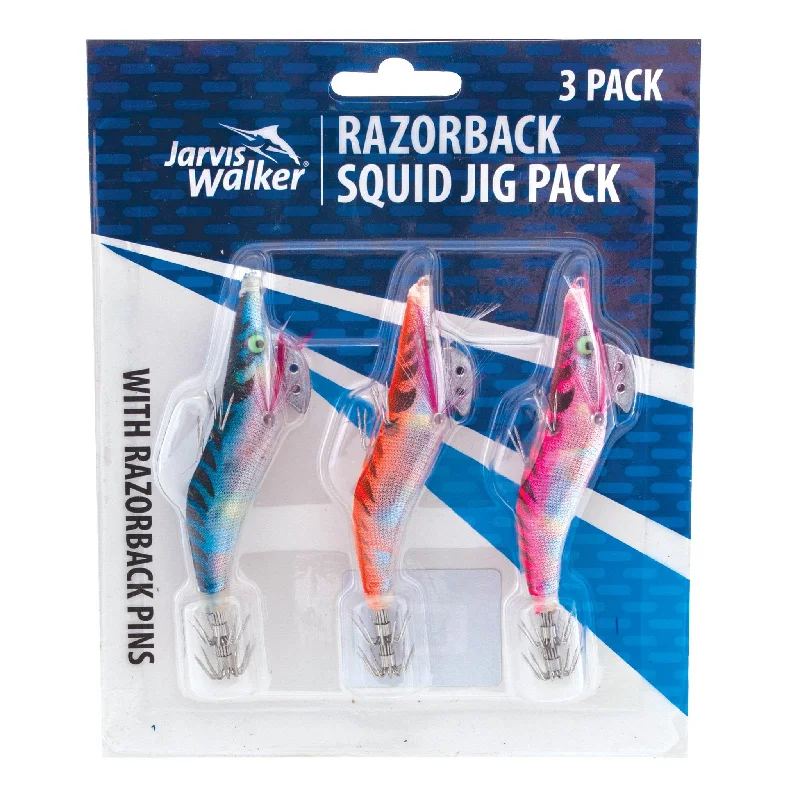 Fishing Lures with bold stripes-Jarvis Walker Razorback Squid Jig Packs