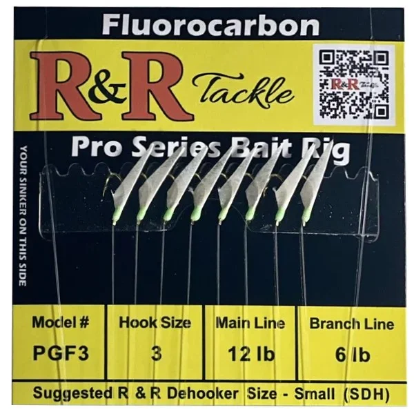 Best rigs for largemouth bass-R&R PGF3 FLUOROCARBON BAIT RIGS- 8 (SIZE 3) GOLD HOOKS WITH FISH SKIN & GREEN HEADS