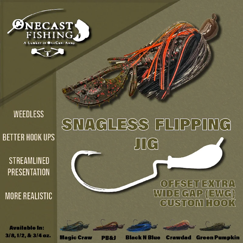 Fish hooks for small trout-OneCast Fishing - Snagless Flipping Jig