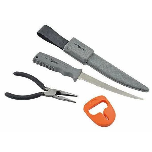 Knives & Scissors for fishing gear-South Bend 6" Fillet Knife and Plier Combo Pack