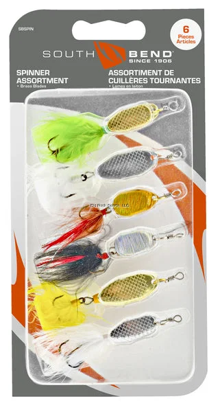 Fish hooks with durable tips-South Bend Spinner Assortment Kit - 6 Spinners w/Dressed Hooks