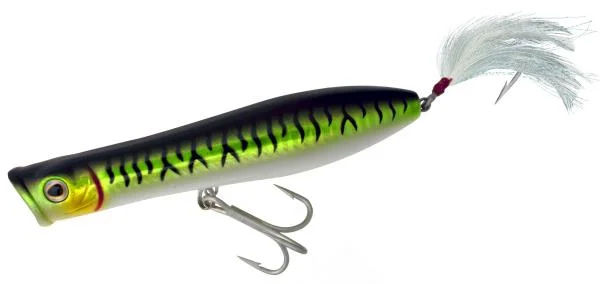 Fishing Lures with box patterns-Tsunami XD Talkin' Popper Lures -  5 Inch - 219 Green Mackerel