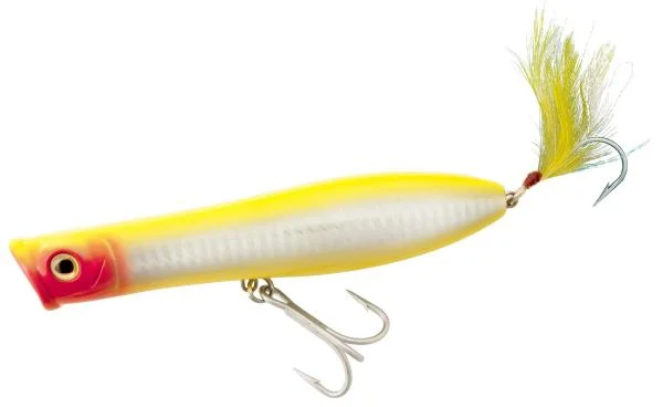 Fishing Lures with bold tails-Tsunami XD Talkin' Popper Lures -  6 Inch -223 Yellow Red/Head