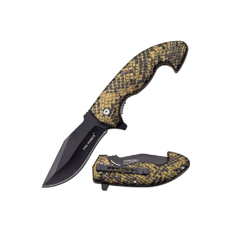 Knives & Scissors with shine trims-Tac-Force TF-1043CA Spring Assisted Knife 3.75" Snake Skin