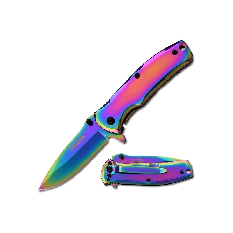 Knives & Scissors for cold kits-Tac-Force TF-848RB Spring Assisted Knife 2.75" Rainbow TiNite