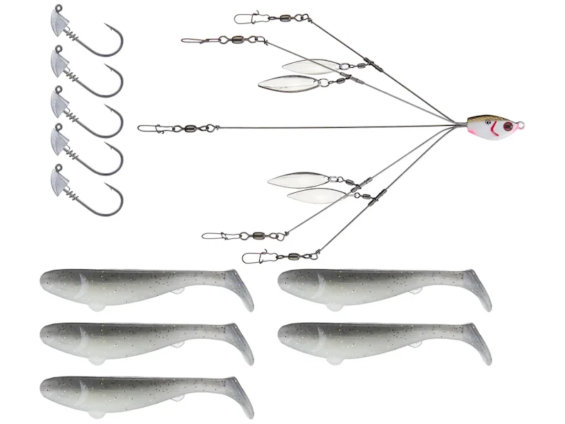 Fish hooks for saltwater bass-Yum Flash Mob Junior Scottsboro Swimbait Kit