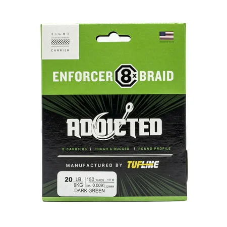 Fishing Lines & Leaders premium quality-Addicted Enforcer 8x Braid by TUF-LINE | 30 Lb.; Hi-Vis Orange; 150 Yds.