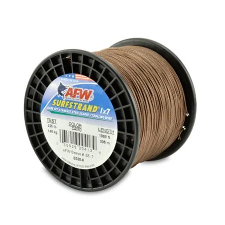 Fishing Lines & Leaders ultimate gear-American Fishing Wire Surfstrand Bare 1x7 Stainless Steel Leader Wire  Camo Brown Color  40 Pound Test  600-Feet