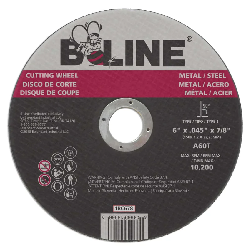 Fishing Lines & Leaders sunny conditions-B-Line - 6" Cutting Wheel, .045" Thick, 7/8" Arbor, 60 Grit, Aluminum Oxide