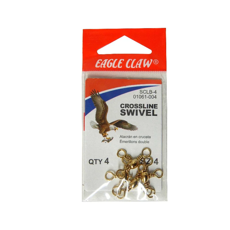 Fishing Lines & Leaders inland tips-Eagle Claw 01061-004 Crossline Fishing Swivel Size 4 Brass 3 Pack