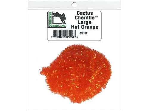 Fishing Lines & Leaders same-day pickup-Hareline Dubbin Cactus Chenille | Hot Orange; Large