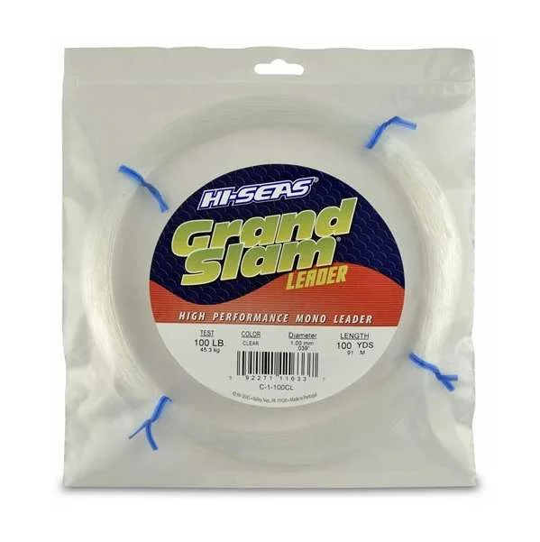 Fishing Lines & Leaders slow retrieve-Hi-Seas Grand Slam Leader 100 Yd. Coil Clear - C-1-100CL