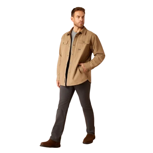 Fishing Lines & Leaders birthday gift-Ariat Men's Rebar Canvas Fleece Lined Shirt Jacket