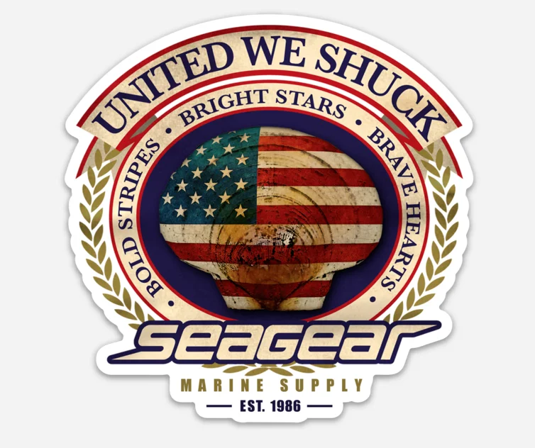 Stickers for laptop gear-Sea Gear - United We Shuck Sticker