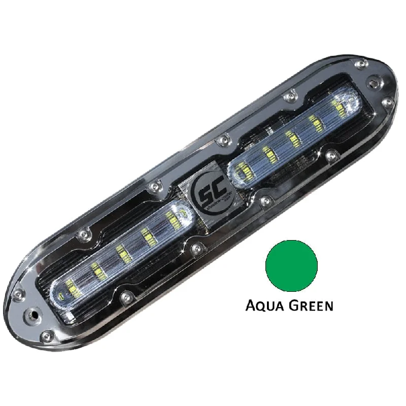 Lighting for boat trips-Shadow-Caster SCM-10 LED Underwater Light w/20' Cable - 316 SS Housing - Aqua Green