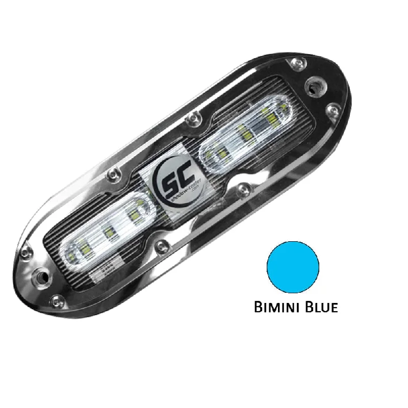 Lighting with long beam distance-Shadow-Caster SCM-6 LED Underwater Light w/20' Cable - 316 SS Housing - Bimini Blue